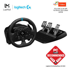 Logitech G923 Racing Wheel and Pedals TRUEFORCE Feedback Responsive Driving Design Dual Clutch Launch Control Genuine Leather Steering Wheel Cover for PS5 PS4 PC Mac - Black