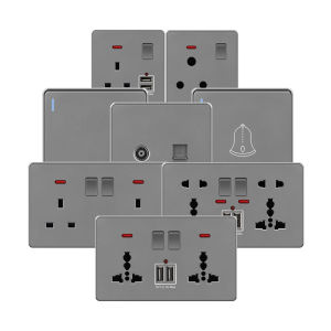 LSG บ้าน 86 ประเภท สวิทไฟ สีเทา แผ่น สวิตช์ผนาง 1/2/3/4 แก๊ง 1/2 ทางในครัวเรือน LSG ไฟติดผนัง PC แผ่นหน่วง LSG ไฟปูมากด 250V 16A สำหรับสวิทช์ผนัง สวิทช์ไฟ สวิกไฟบ้าน