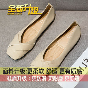 WomenS Flat Shoes 2026 Spring New Versatile Granny Shoes Shallow Slip-On Loafers Soft Sole Moccasins