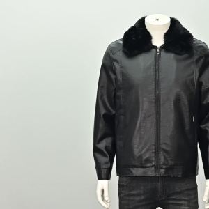 2025 Winter Mens Fleece-Lined Thick Leather Jacket – Windproof & Waterproof Stand Collar Coat Business Casual Fur Trim Outerwear for Mature Gentlemen