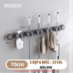 Giá treo chổi chịu lực ECOCO hít chân không kèm 6 móc treo Thanh treo chổi kèm móc treo khăn áo đồ dùng bếp nhà tắm