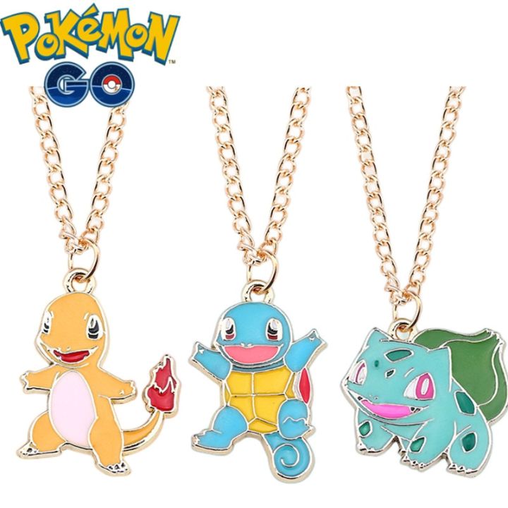 Anime Pokemon Pikachu Necklace Cartoon Figrues Pikachu Bulbasaur ...