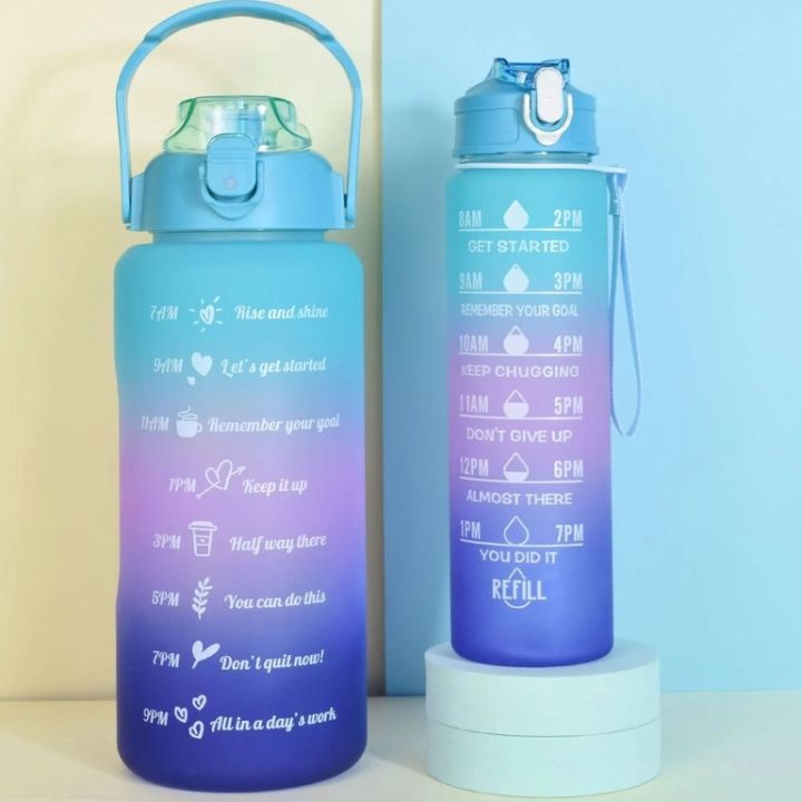 【One Set】2Liter + 900ml PASTEL Motivational Water Bottle with Time ...