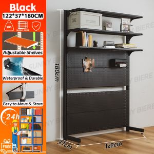 IronRoot Anti-rust Metal Pegboard Shelf Perforated Board Storage Rack With Vertical Bookshelf Display Rack