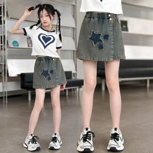 LHM Váy Jean Bé Gái Quần Bò Cho Bé Gái Quần Váy Denim Cho Bé Gái Mùa Hè Quần Váy Thường Ngày Cho Bé Gái Phong Cách Hàn Quốc Quần Short Mùa Hè Kèm Quần An Toàn