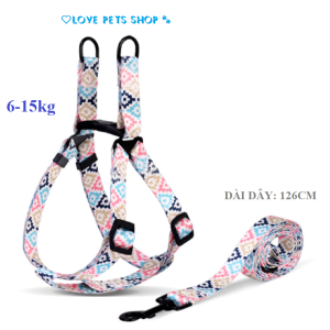 Bộ dây dắt Chó có họa tiết in chuyển nhiệt siêu dày và chắc chắn - Love Pets Shop
