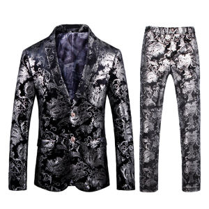 GUKENRO 2PCS Male Suit Set Plus Size Stage Debut Gown 18 Dress Outfit Banquet Wedding Dinner Blazer For Men