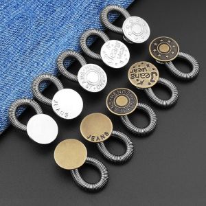 LYMEDIA 10Pcs Metal Elastic Spring Button Extender Accessories Trousers Pants Stretch Waist Extension Adjustable 17mm Jeans Button