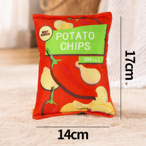 Lucky DAYS.my Squeaky Plush Dog Chew Toy Potato Chips Shape Bite Resistant Crinkle Sound Puppy Cat Toy