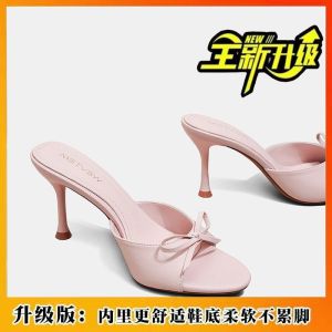 [Free Shipping] Ins Layered High-Heeled Bowknot Stiletto Sandals For Women 2026 Summer Outdoor Open-Toe High Heels