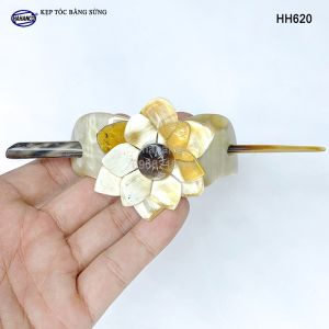 Kẹp tóc hoa bằng sừng có trâm cài - HH620 - Làm đẹp tóc/ cặp thủ công mỹ nghệ cao cấp/Tinh xảo - HAHANCO
