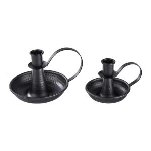 2pc Antique Taper Candleholders with Handle For Home Fireplaces Parties Fit Standard Taper And LED Light