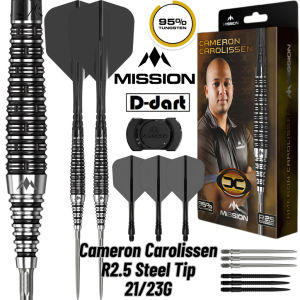 MISSION STEEL TIP DARTS - 21G/23G CAMERON CAROLISSEN R2.5 (Rapid Points) 95% TUNGSTEN DART SET