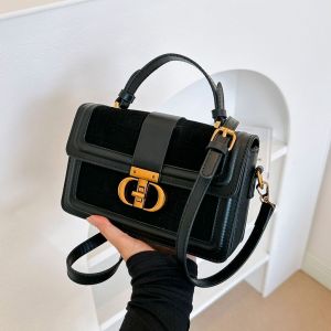 New Womens Trendy Elegant Square Top Handle PU Leather Boston Crossbody Bag