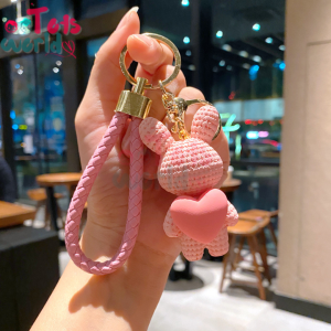 Gantungan Kunci Rabbit Love Couple Keychain kelinci hati lucu mewah gantungan kunci tas rumah motor Lovely Runner