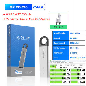 ORICO di động SSD USB 3.2 gen 2 tốc độ lên đến 1000 MB/giây tối đa 256G/512G/1TB/2TB khả năng lựa chọn Loại-C đến C/A Cáp