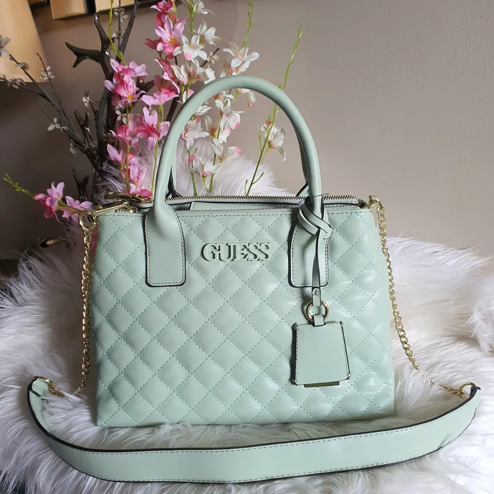 Original Guess Elliana Quilted Status Women s Satchel Bag Green Lazada PH