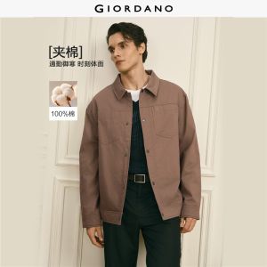 GIORDANO Men Jackets G+ Embroidery Multi-Pocket Jackets Snap Buttons Fashionable Casaul Warm Padded Jackets 01076736