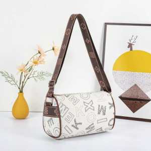 CATHERINE BAGS#1162 Korean monogram print shouldercrossbody bag cylindrical shape and wide adjustable shoulder strap.