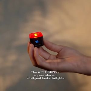 2026 WEST BIKING Bicycle Rear Light Brake Sensing Digital Power Display Auto Start/Stop Long Endurance Taillight Cycling Accessories