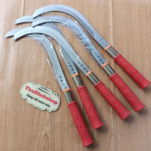 01) Liềm ngoặc cỏ ngoặc cây giựt cành lưỡi thép sắc bén (ngoặc cán đỏ)