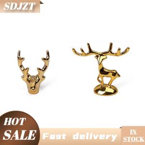 SDJZT Nai sừng tấm bức tượng Bắc Âu Giáng sinh Tuần lộc nghệ thuật bức tượng Cổ điển vàng thủ công mỹ nghệ trang trí bàn trang trí quà tặng