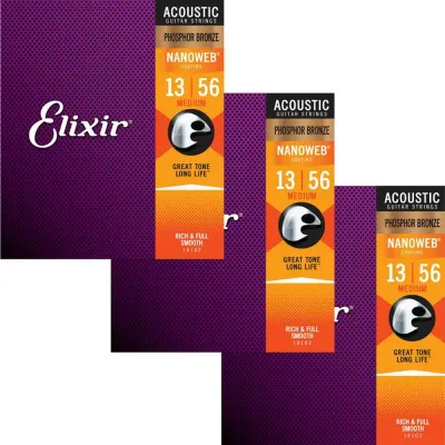 3 Sets Elixir Nanoweb Coating ANTI-RUST Phosphor Bronze Acoustic Guitar Strings 16002 16027 16052 16077 16102 Free Shipping