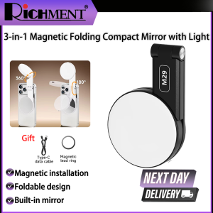 RICHMENT M29 MagSafe Pocket Fill Light - 3 Color Temperatures 360° Rotation Portable for Selfie Makeup Food Shooting Nail Art Daily Use