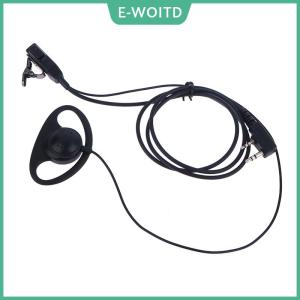 【E-WOITD】 Single Wire Earpiece Headset Kit MIC PTT Mic D Shaped 2 Pin Radio Earphone Walkie Talkie for KENWOOD BAOFENG TYT Ear Hook
