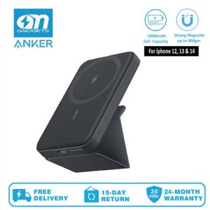 Anker 622 Magnetic Battery (MagGo) 5000mAh Foldable Magnetic Wireless Portable Charger and USB-C for i Phone 13/12 Series (Dolomite White)