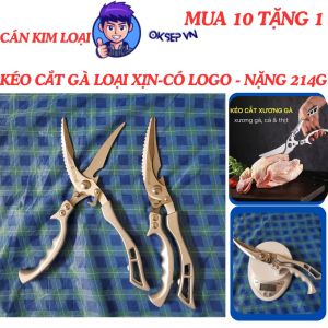 Bản Nâng Cấp Kéo Nhà Bếp Ảnh Thật- Kéo Cắt Gà Cán Kim Loại Có Logo Nặng 214g Cao Cấp Kéo Làm Bếp Đa Năng OKSEP