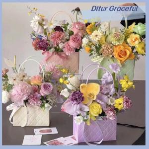 Ditur Portable Flower Packaging Box Wedding Decoration Gift Bag Handbag Valentines Day Birthday Party Decor DIY Bouquet Packaging