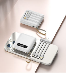 Original PowerBank 10000mAh 4 Output 2 Input Type C Micro Lightning USB LED Display Pocket Size Powerbank Durable Long Lasting Powerbank 10000mah With 3 charging cables Digital display + lighting Type C