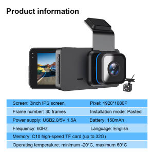 Dash Cam Front and Rear Car Dvr Dashcam Vehicle Black Box Car Camera Car Video Recorder Dual Dash Camera