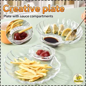 MaxPlus 1Pc Shell Shape Dish Transparent Dumpling Plate Spit Bone Plate Dumpling Sushi Sauce Plate