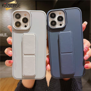 KISSCASE Leather Wrist Strap Folding Magnetic Car Holder Stand Case For Iphone 14 13 12 11 Pro Max X Xs 7 8 Plus Solid Color Holder Stand Shockproof Anti-Lost Cover