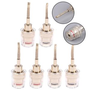 MYTHIS 1Pair Copper 4mm Banana Female to 2mm Pin Connector Braided Copper Wire 24K Gold Plated Banana Plug Adapter Durable 4mm Plug HIFI Cable Adapter for Audio Speaker Cable DIY
