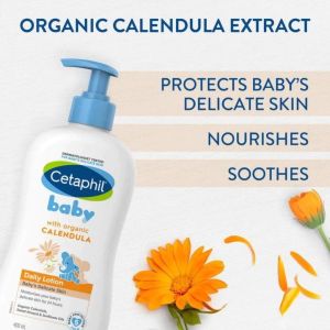 Cetaphil Baby Daily Lotion With Organic Calendula 400ml | Calendula Baby Lotion Daily Hydration Sensitive Baby Skin Soothing Care