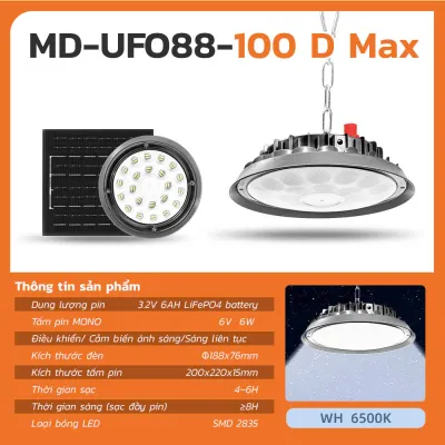 Đèn Treo Thả Năng Lượng Mặt Trời MODI SOLAR Đèn UFO Năng Lượng Mặt Trời Đèn Led Độ Sáng Cao Cảm Biến Ánh Sáng Chống Nước IP65