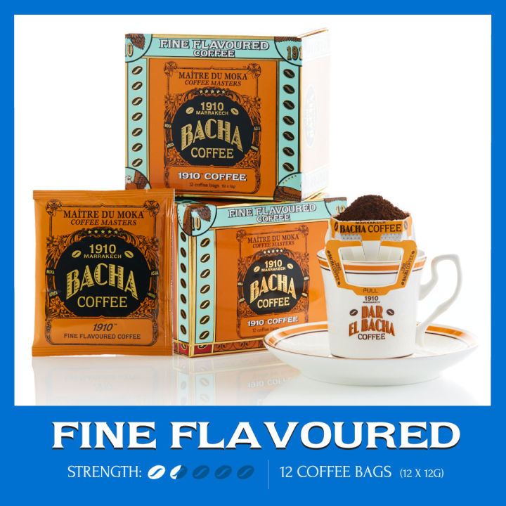 Bacha Coffee | 1910 Fine Flavoured, 100% Arabica Beans, Medium Roast, x12 Individually Wrapped Single Serve Filter Bags