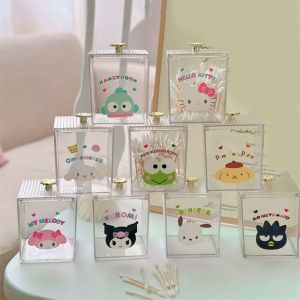 SIDSI Acrylic Cotton Swabs Container Cute Transparent Qtip Holder Practical Space-saving Cotton Pad Storage Box for Home