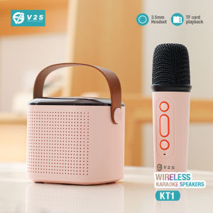 V2S KT1pro Portable Karaoke Wireless Bluetooth Speaker with Dual Microphone Karaoke Stereo Mini KTV Speaker