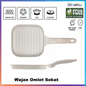 Wajan Multifungsi Anti Lengket dengan 4 Lubang untuk Tamagoyaki Omellette dan Burger - Teflon Bebas Kanker Desain Modern