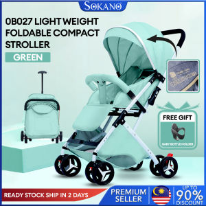 Sokano Obaby Paris OB027 Light Weight Foldable Stroller Compact Stroller FREE Bottle Holder Gift 0-36 Months Kids Children Prams Suitable Travel On Flight Foldable to Pulley on Flight Trolley Bayi Newborn Murah Mudah Simpan