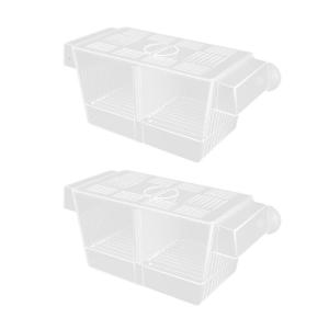 2PCS Fish Breeding Tanks Clear Isolation Container with 2 Dividers For Injured Pregnant Fish And Fry Safety Shelter Place