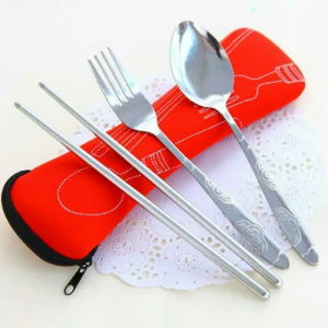 1Set Sendok isi 3 TRAVELING SENDOK GARPU SUMPIT STAINLESS IMPORT HIGH-Aurora Store(COD)