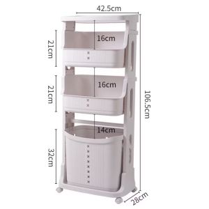 ตะกร้าใส่ผ้า 3 ชั้น ตะกร้าแข็งแรงทนทาน วัสดุ PP มีล้อ ตะกร้าอเนกประสงค์ พร้อมส่งในไทยจ้า