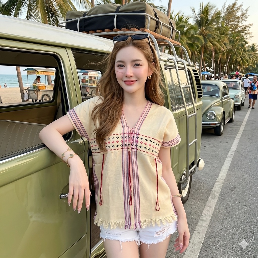LANNA เสื้อทอมือแท้คอวีหน้าหลัง สุดนุ่ม สีไม่ตก ใส่สบายทุกวัน | Lazada