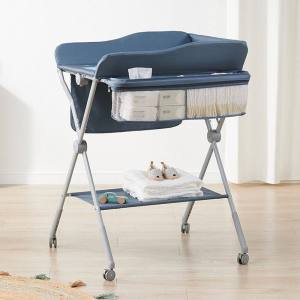 Portable Changing Table Folding Diaper Baby Changing Station Waterproof Changing Table Dresser Pad Topper 4-Level Adjustable Height with Wheels