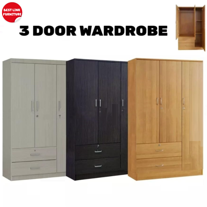 BEST LINK FURNITURE 3 DOORS WARDROBE / STANDALONE WARDROBE /OPEN